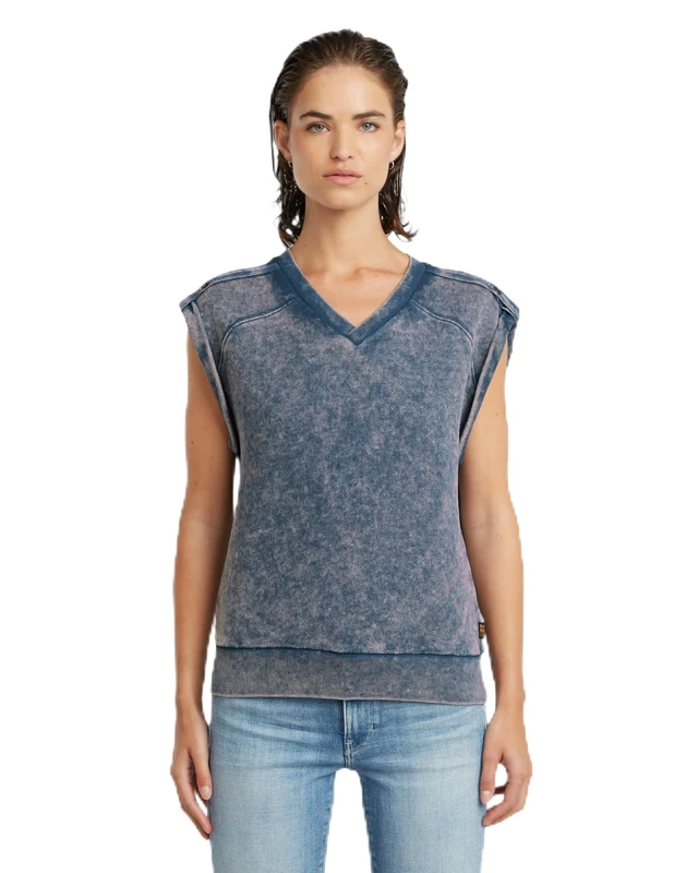 G-STAR Women's Washed SL SW Wmn Sweater, Blue (Mid Blue Double Dye D26103-d575-h364), XXS