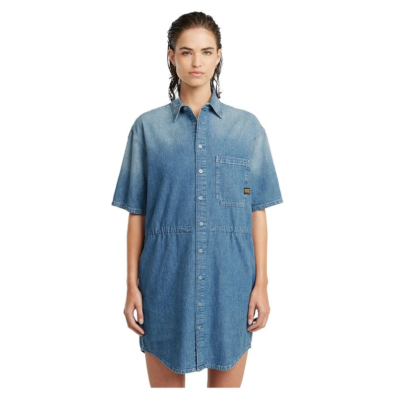 G-STAR Women's Relaxed Drawcord Ss Dress Wmn Casual, Faded Isles Blue D26628-d946-h166, XL