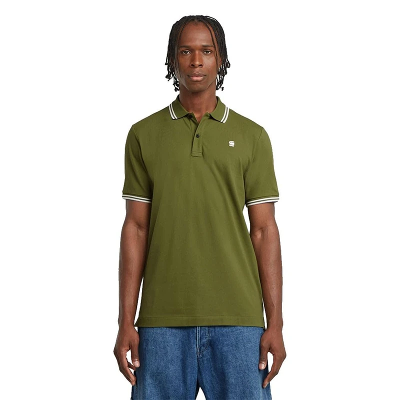 G-STAR Men's Dunda Slim Stripe Polo Shirt, Green (Mayfly D17127-5864-g985), S