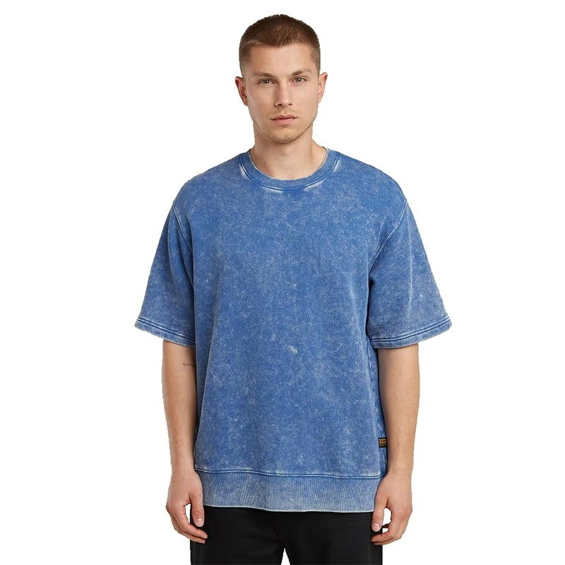 G-STAR Men's Acid Wash Loose SW SS Sweater, Acid Dutch Blue D26285-d575-h225, XXL