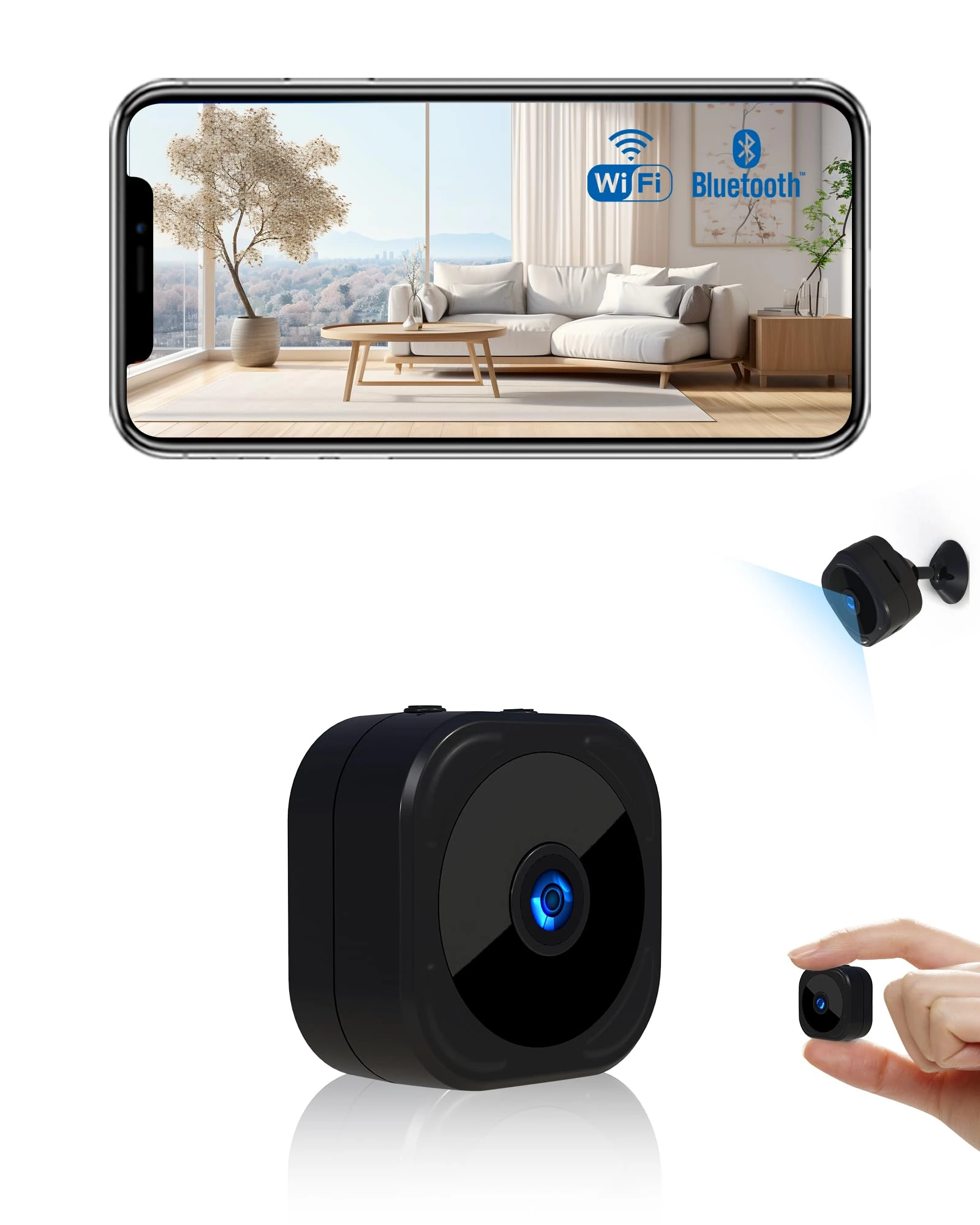 AOBCAM Mini Security Camera, 4K HD 150 Days Standby-time 3000mAH Battery WiFi Hidden Spy Camera Two-way Talk AI Motion Detection Indoor Security Camera Wireless Nanny Cam With APP/Night Vision