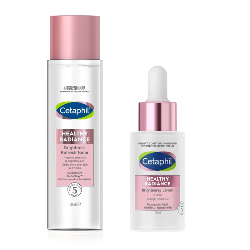 Cetaphil Healthy Radiance Brightening Refreshing Skincare Set, Serum for Skin Pigmentation, 30ml + Face Toner, 150ml, For Hyperpigmentation, With Niacinamide