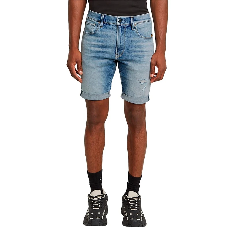 G-STAR 3301 Slim Denim Shorts Shorts Men's , Blue (Vintage Blue Stream Destroyed D10481-d760-h071) , 25W
