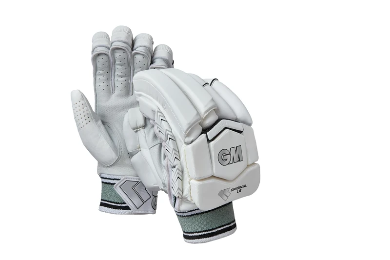 GM | Cricket Batting Gloves | Original L.E. | Sleek Back of Hand Shape | Bottom Hand Thumb Tip Protection | Premium Leather Palm | Large Adult Left Handed | 1 Pair | Approx 475 g per Pair