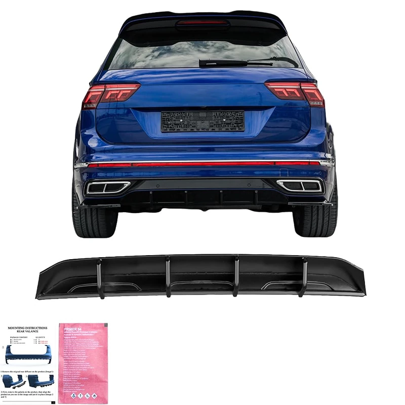 Oneway Rear Diffuser compatible with Volkswagen Tiguan II R-Line Facelift 2020-2024 - Gloss black - Image 1