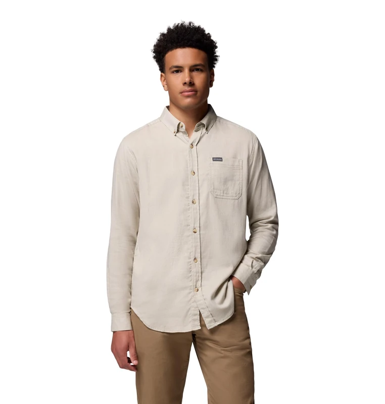 Columbia Mens Rapid Rivers II Long Sleeve Shirt, Safari Oxford, Small