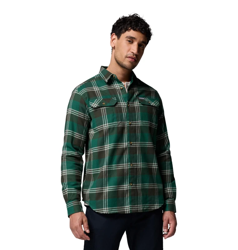 Columbia Mens Flare Gun Stretch Flannel, Rain Forest Trails Edge Plaid, Large
