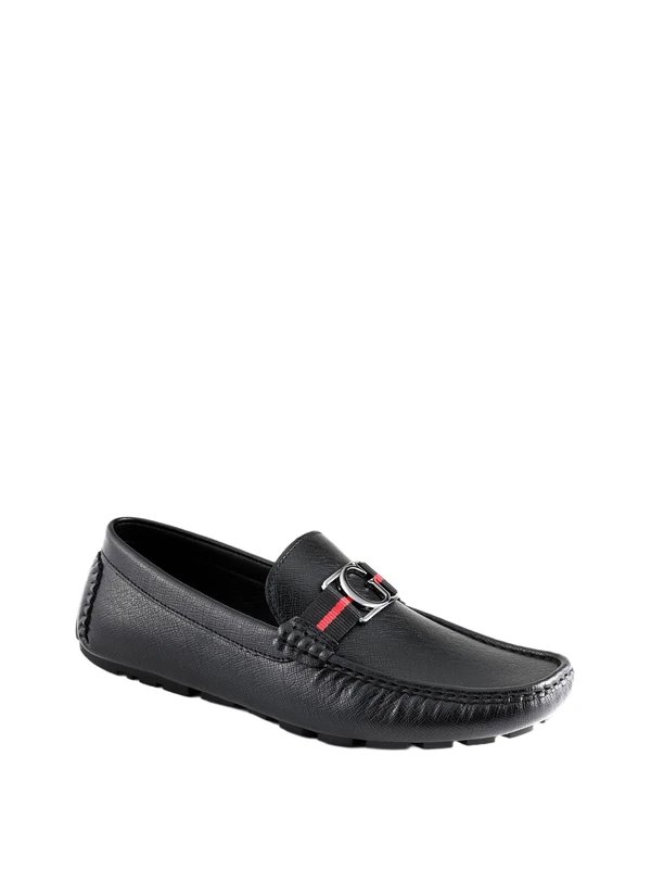 GUESS Men's Askers Driving Style Loafer, Black Saffiano 004, 11 UK