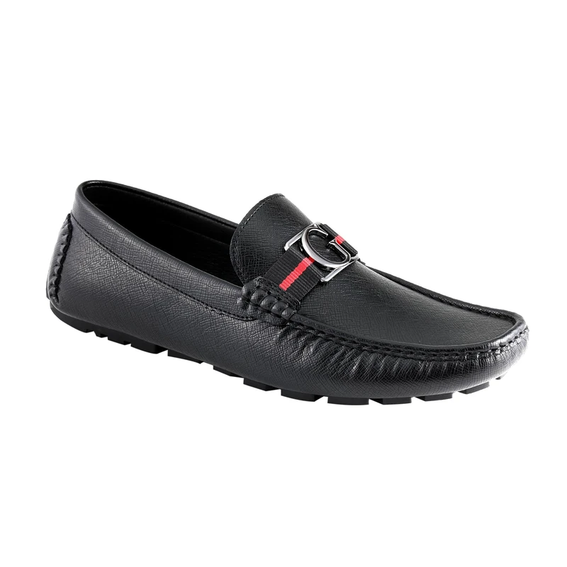 GUESS Men's Askers Driving Style Loafer, Black Saffiano 004, 8 UK