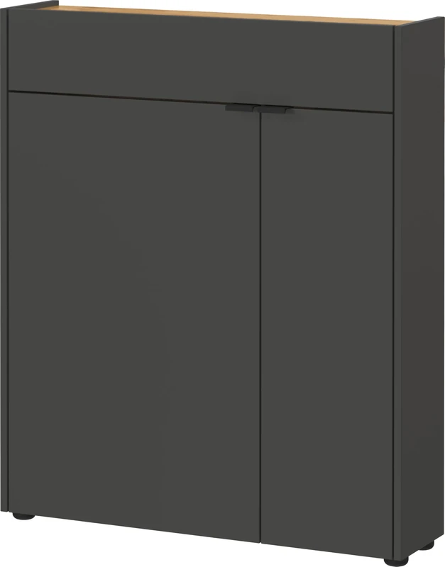 Germania Shoe cabinet 1319-549 GW-Ameca, in graphite/Navarra oak finish, with soft-close doors, 83 x 99 x 22 cm (WxHxD)