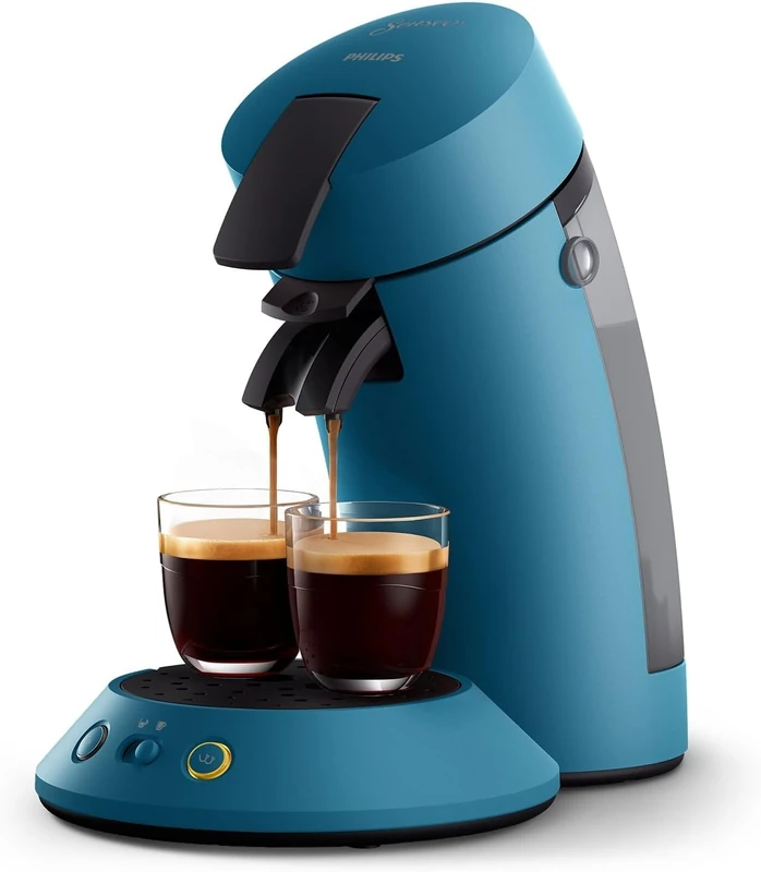 PHILIPS Senseo Original Plus CSA210/00 Coffee Pod Machine (Coffee Strength Choice, Coffee Boost Technology, Recycled Plastic), Blue Pavone