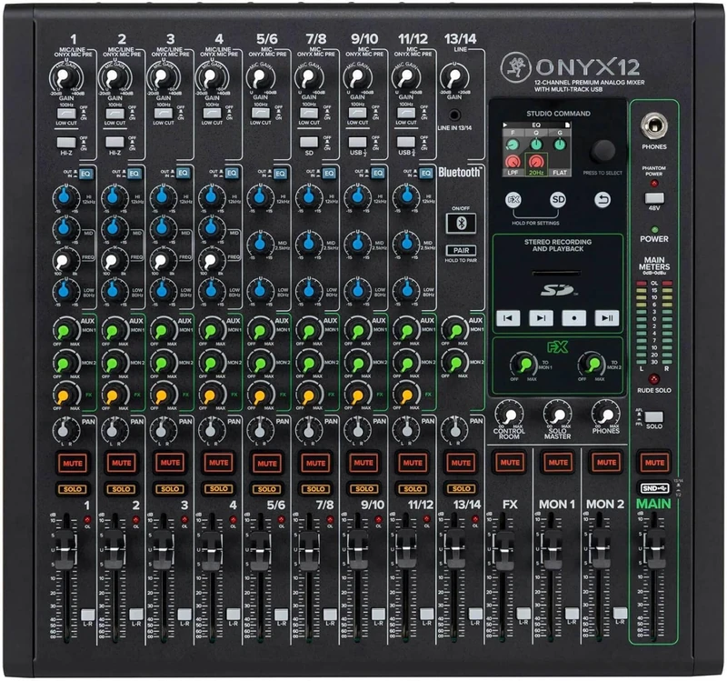 Mackie Onyx12 12-Channel Premium Analog Mixer with Multi-Track USB