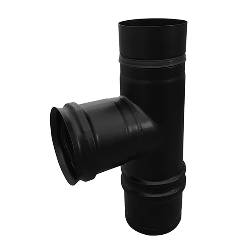 FIREFIX RES80/V Pellet Stove Pipe 80mm Stainless Steel Black Tee - Image 1