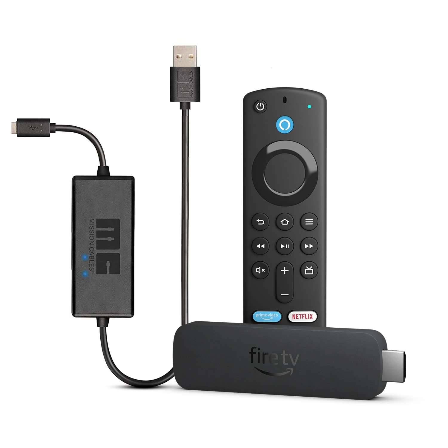 Amazon Fire TV Stick 4K streaming device + Mission USB Power Cable for Amazon Fire TV (Eliminates the Need for AC Adapter)