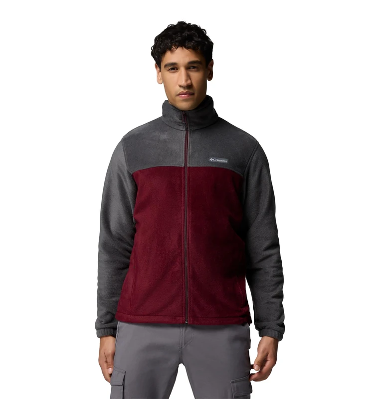 Columbia Men's Steens Mountain Full Zip 2.0, Full Zip Fleece Jacket, Shark/Rich Wine, XXL