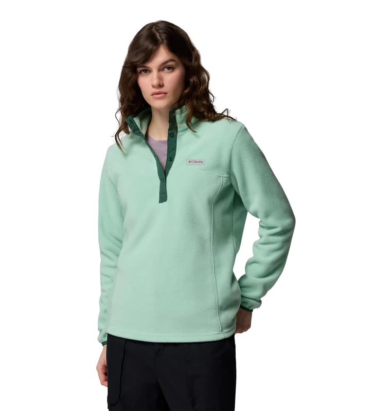 Columbia Women's Benton Springs 1/2 Snap Pull Over 2, Fleece Pull Over, New Mint/Rain Forest, XL