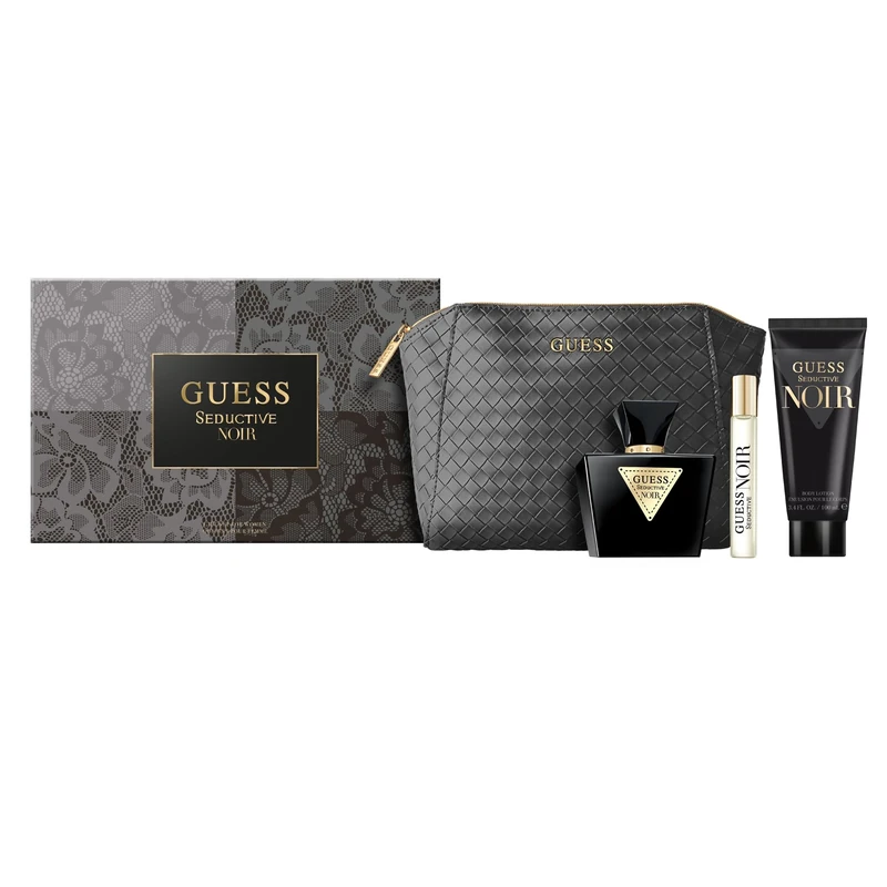 Guess Seductive Noir by Guess for Women - 4 Pc Gift Set 2.5oz EDT Spray, 0.5oz EDT Spray, 3.4oz Body Lotion, Pouch