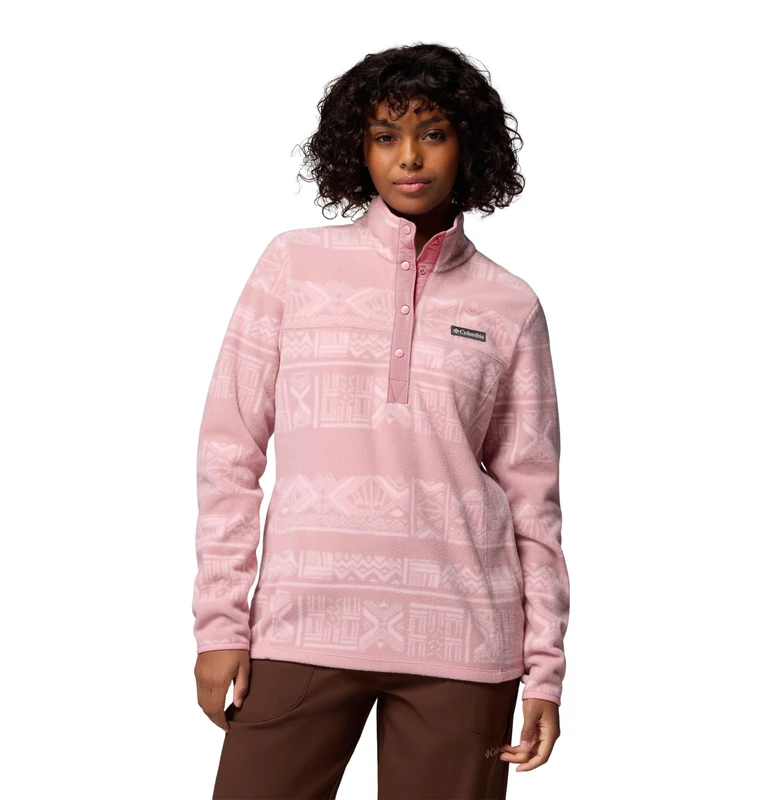 Columbia Women's Benton Springs Printed 1/2 Snap, Fleece Pull Over, Eraser Pink Deschutes Days, XS