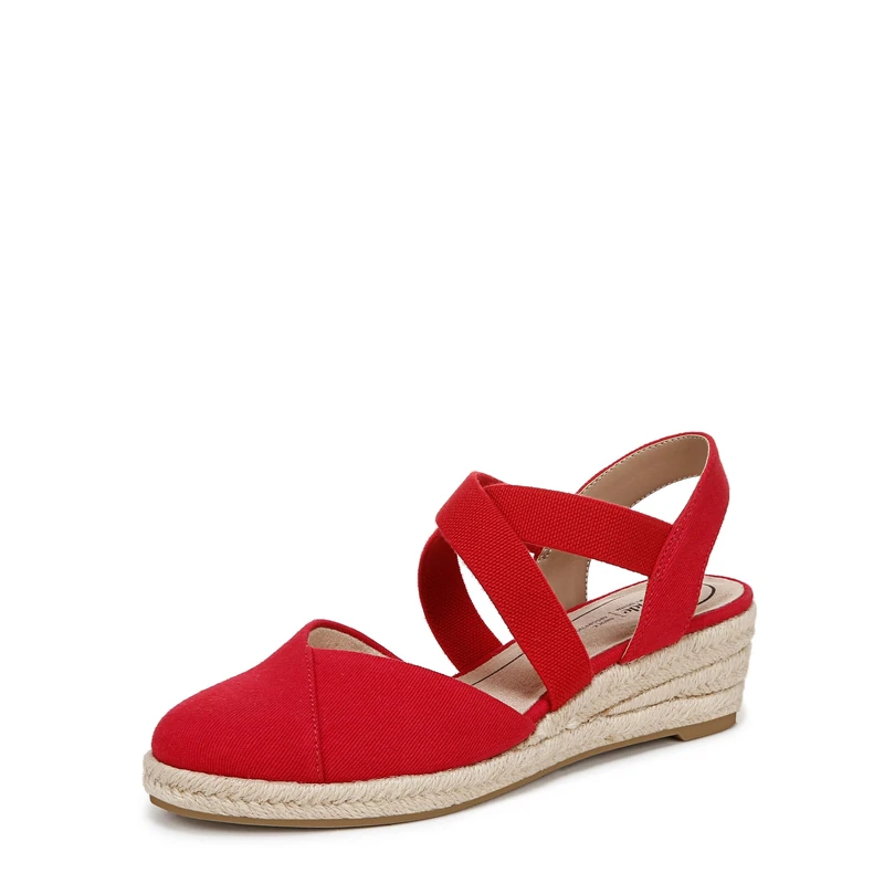 LifeStride Women's Kimball Espadrille Wedge Sandal, Fire Red, 6 UK