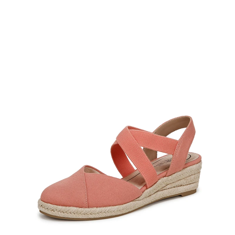 LifeStride Women's Kimball Espadrille Wedge Sandal, Coral Pink, 8 UK