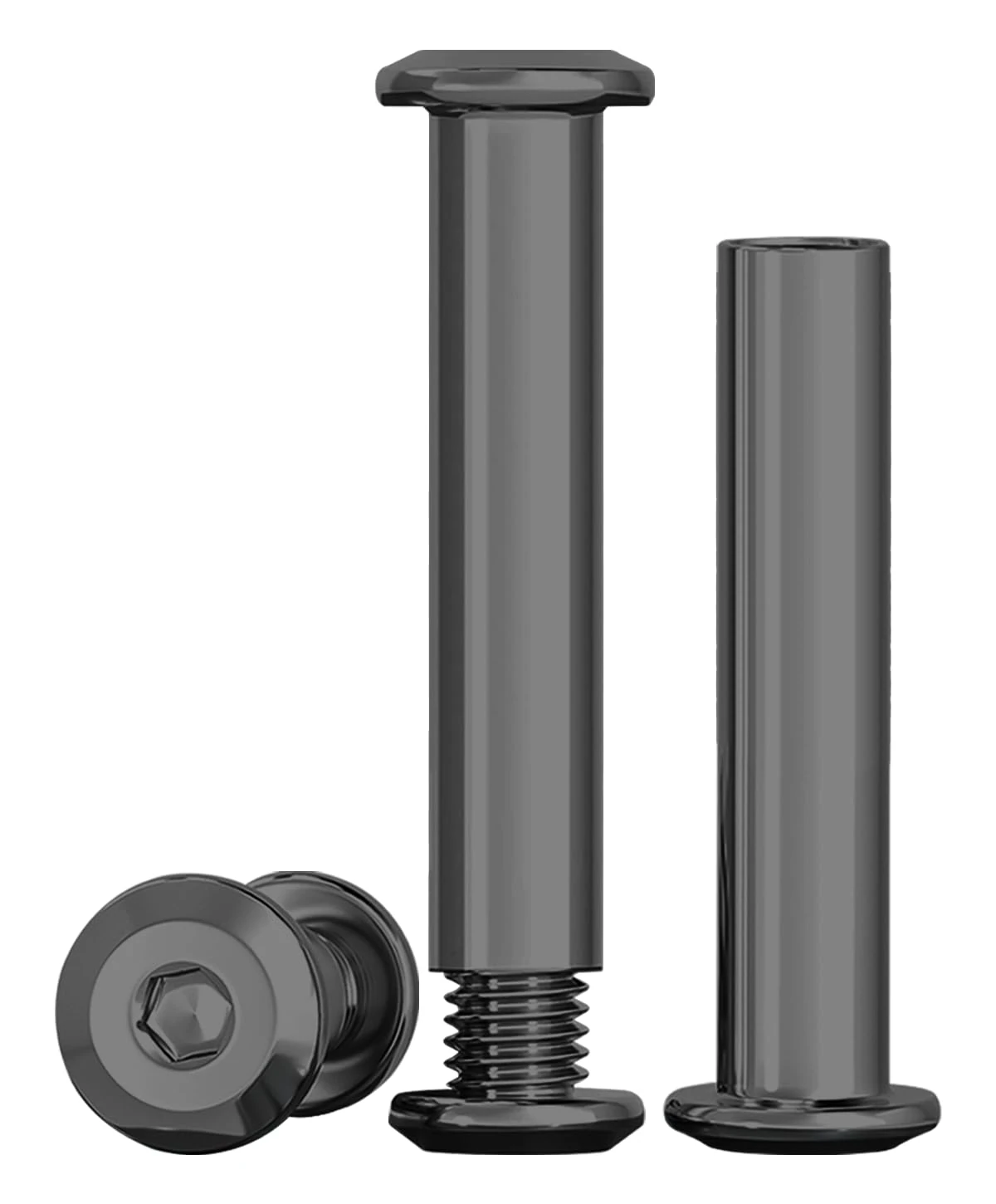 Drenky Barrel Nuts Kit M8 Furniture Connector Nuts Black M8X 35mm 304 Stainless Steel Bolts Rustproof Connection Screws Belt Buckle Binding Bolts for Leather Belt and Furniture Repair, 10 Sets