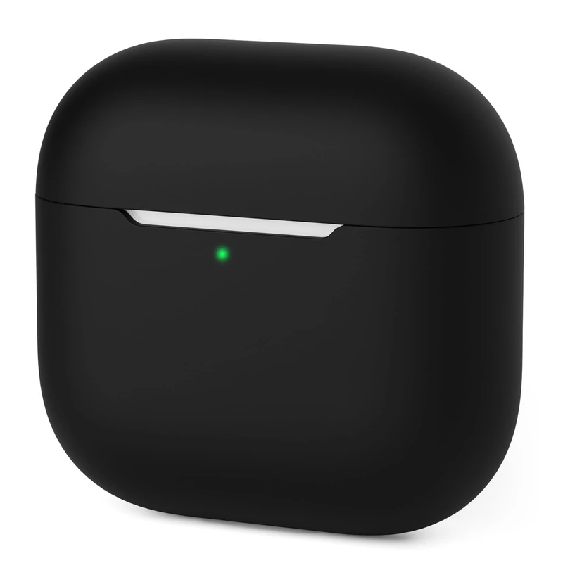 Mocarheri Case Cover for AirPods 4th Gen, Protective Silicone Case, Ultra-Thin, Shockproof, LED Visible, Black