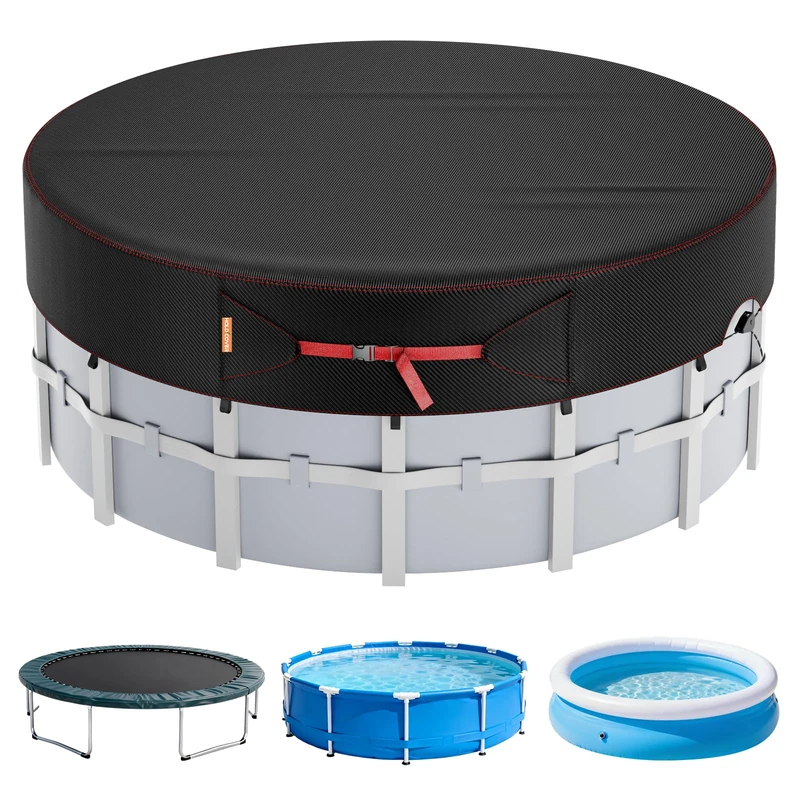 14Ft Round Pool Cover, Solar Covers for Above Ground Pools, Stock Tank Pool Cover Protector with Accessories, Round Hot Tub Cover Ideal for Waterproof and Dustproof