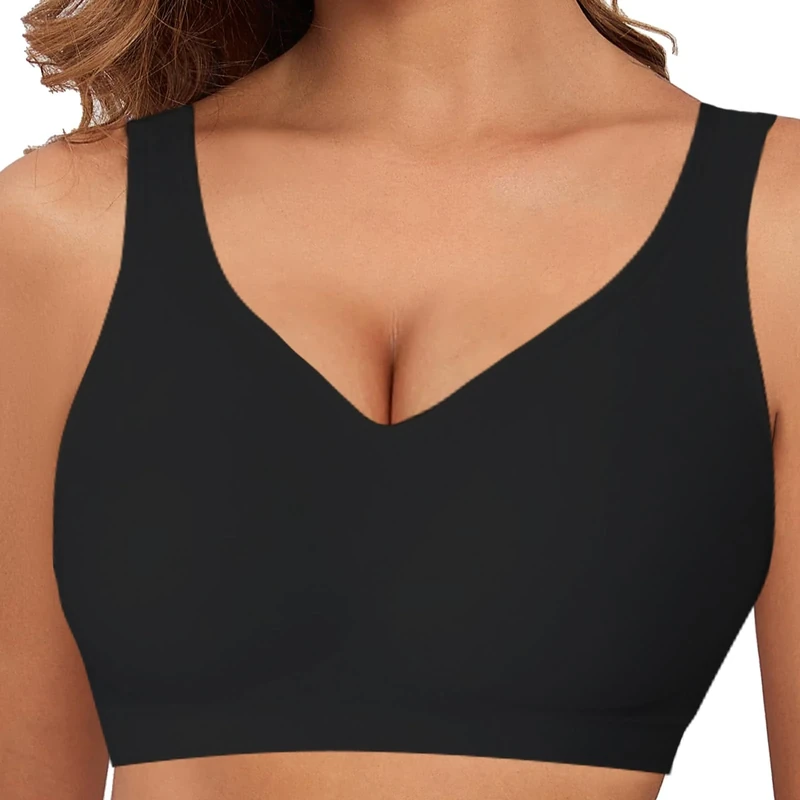 Generic Seamless Stretchable Sports Bra - No Underwire, Black XL