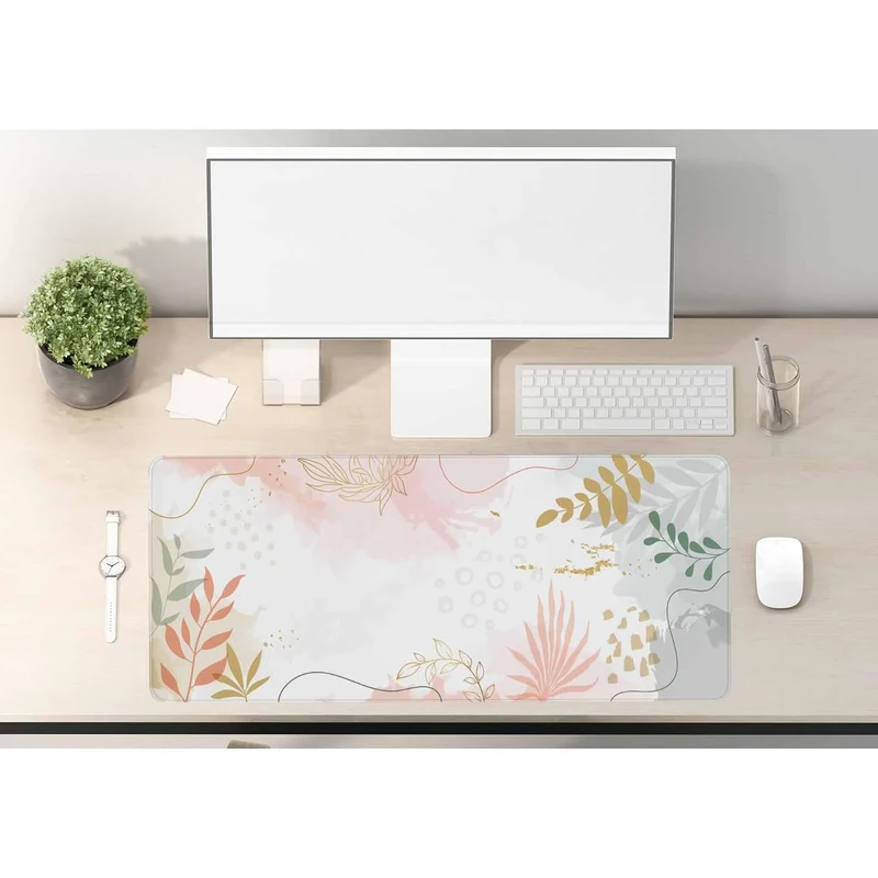 Woutay Mousepad,Gold Tropical Leaves,Gaming Mouse Pad,Cool Desk Pad for Keyboard and Mouse