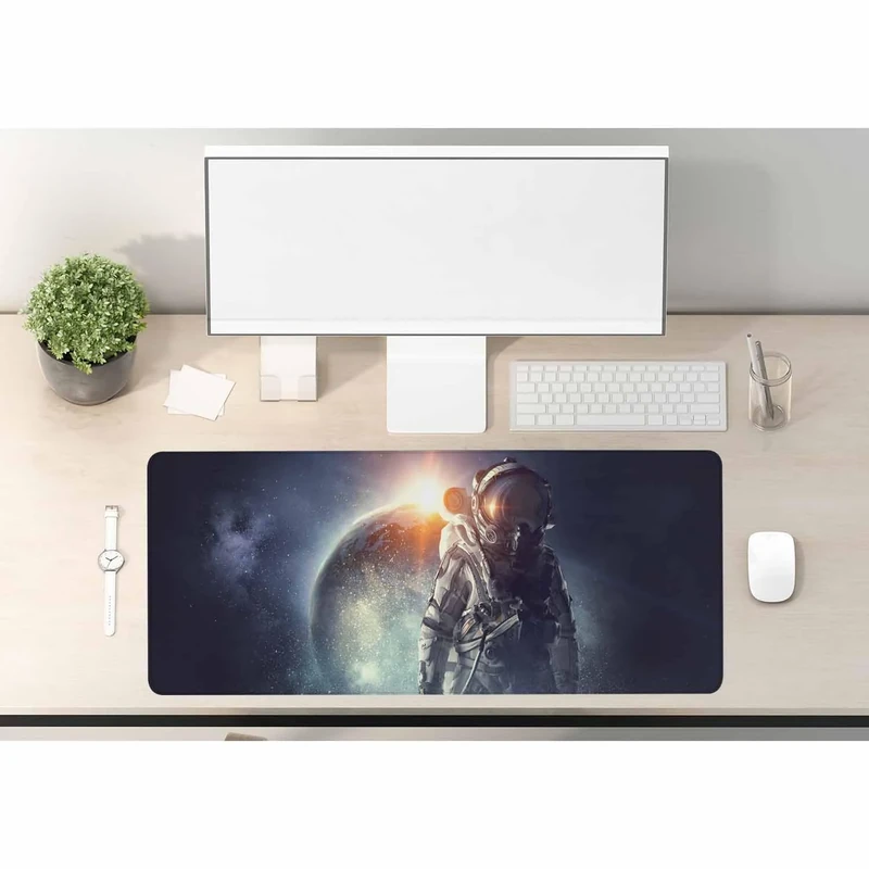 Woutay Desk Mat,Astronaut Planet,Mousepad with Non-Slip Base,Large Mouse Mat