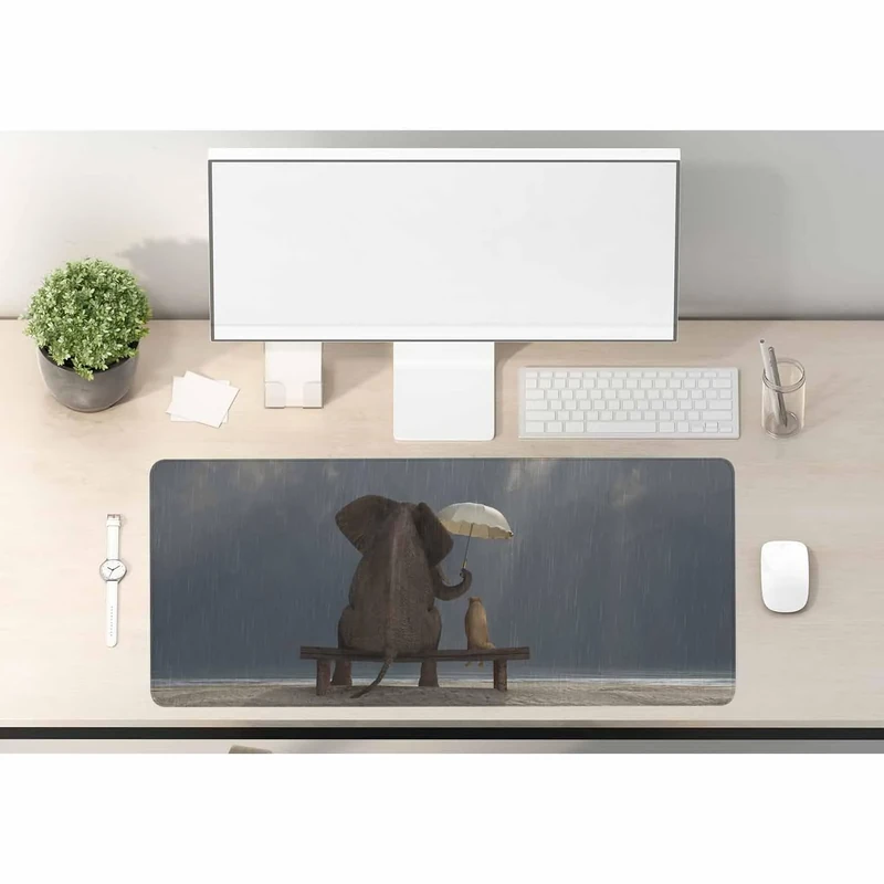 Woutay Mouse Mat,Elephant Dog Friends,Laptop Mat Table Mat Desk Writing Pad for Office and Home