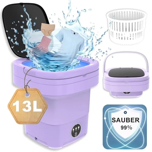 Purple 2 in 1 13L Mini Portable Washing Machine with Spin Dryer, 1.8Kg Capacity for Baby Clothes, Socks, Underwear - Apartment, Camping, RV, Travel