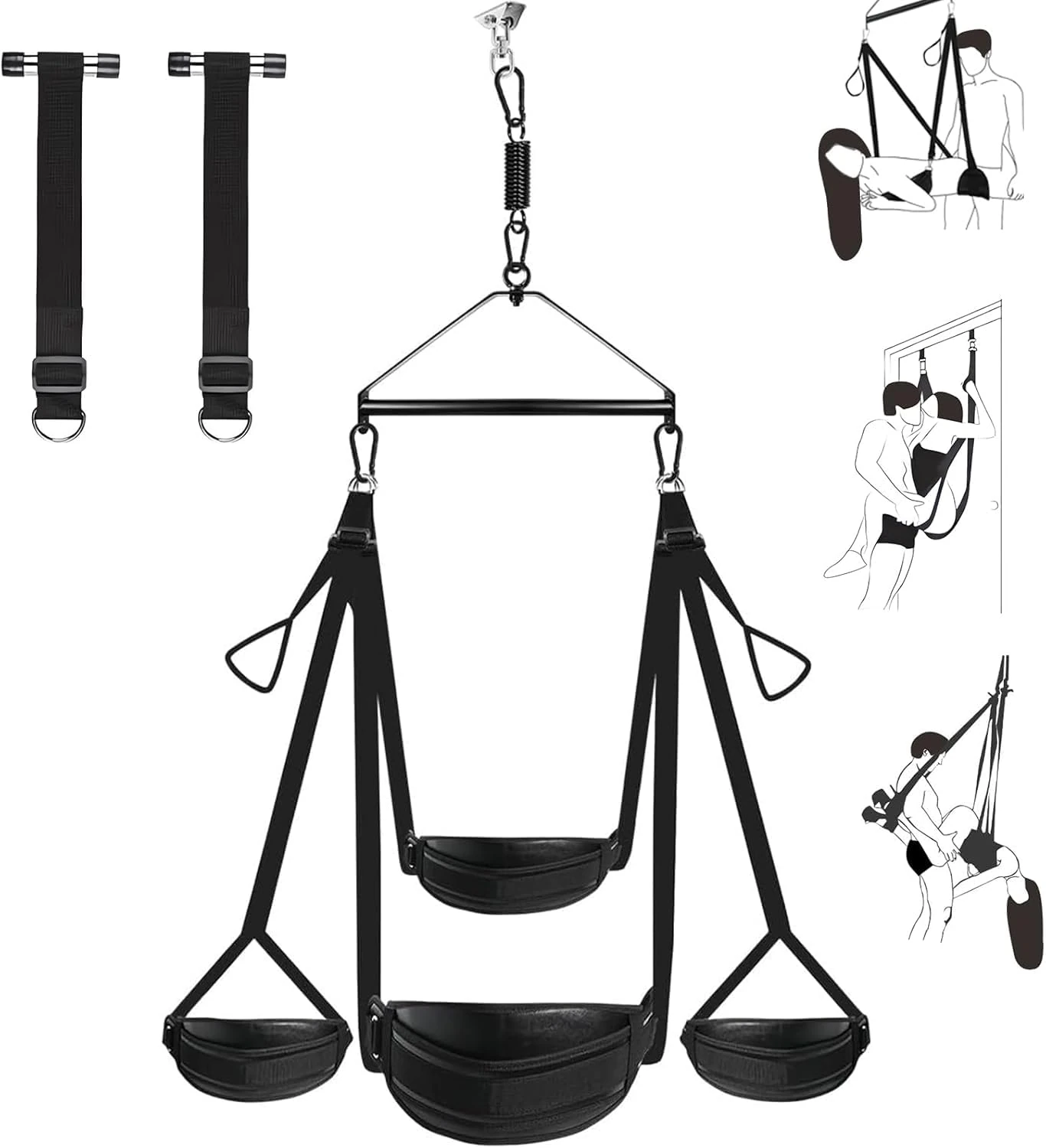 Enhanced Sex Swing 360 Degree Spinning Sex Toys for Couples - 2 in 1 Erotic Bondage Restraints Adjustable Straps with Premium Paint Stand and Widened Thick Comfortable Sex Swings