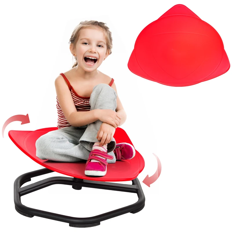 AIYAPLAY Sensory Spinning Chair for Autism Kids, Toddler Sensory Toys Swivel Chair for Autistic ADHD Training Balance & Coordination, Sit and Spin Equipment with Metal Base & Anti-Slip Seat, Red