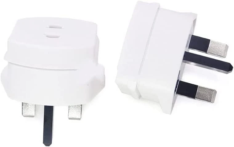 RUOVXWU Shaver Adaptor Plug UK Charger Adapter, Toothbrush Adaptor Plug UK Charger Shaver Socket 2 Pin to 3 Pin Bathroom Socket Adapter Plug UK, EU 2 Pin To UK 3 Pin Adaptor Plug Converter-White