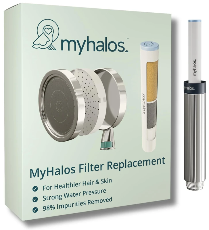 MyHalos® Handheld Filtered Shower Head with Handheld Handle - High Pressure Shower Heads with Filter to Reduce Chlorine & Soften Water - Easy to Install Detachable Filtered Shower Head for Hard Water