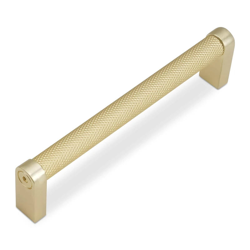 BUKOBYHE 10 Pack 6-1/4 Inch(160mm) Brushed Gold Kitchen Cabinet Handles Knurled Cabinet Pulls Gold Drawer Pulls Kitchen Hardware