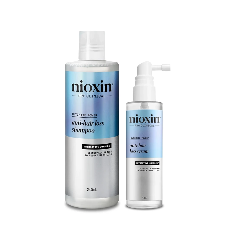 Nioxin Anti-Hair Loss Bundle - Hair Loss Shampoo & Treatment for Women & Men - With Caffeine & Niacinamide (240ml + 70ml)