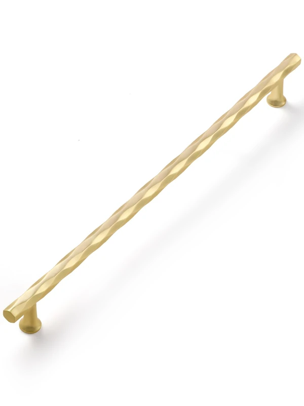 JIASENBAO Brushed Gold Cabinet Pulls 12.6" Hole Center 5 Pack Hammered Brass Cabinet Handles Decorative Kitchen Drawer Dresser Cupboard Bathroom Vanity Cabinet Hardware Rhombus