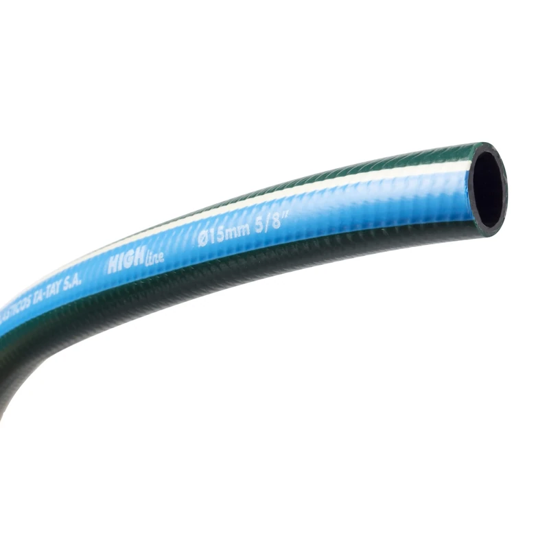 TATAY Garden Hose High Line 25 Meters Ø5/8" 15mm, 3 Layers, Made in Italy, Withstands 25 Bars and -10°/40°, Knitted, Cadmium and Lead Free, BPA Free, Anti-UV, Color Green