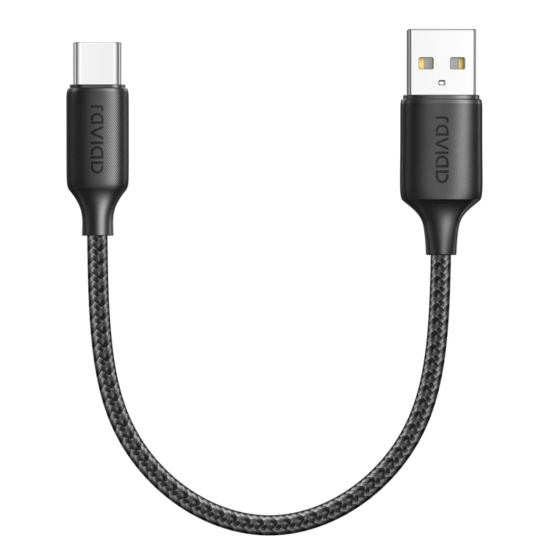 RAVIAD Short USB C Cable 30CM, Type C Charger Cable 3A Fast Charging Nylon Braided USB Type C for iPhone 16/15/15 Pro Max, Samsung Galaxy S23/S22/S21/S10, Note 10, Huawei P40/P30, Google Pixel -Black