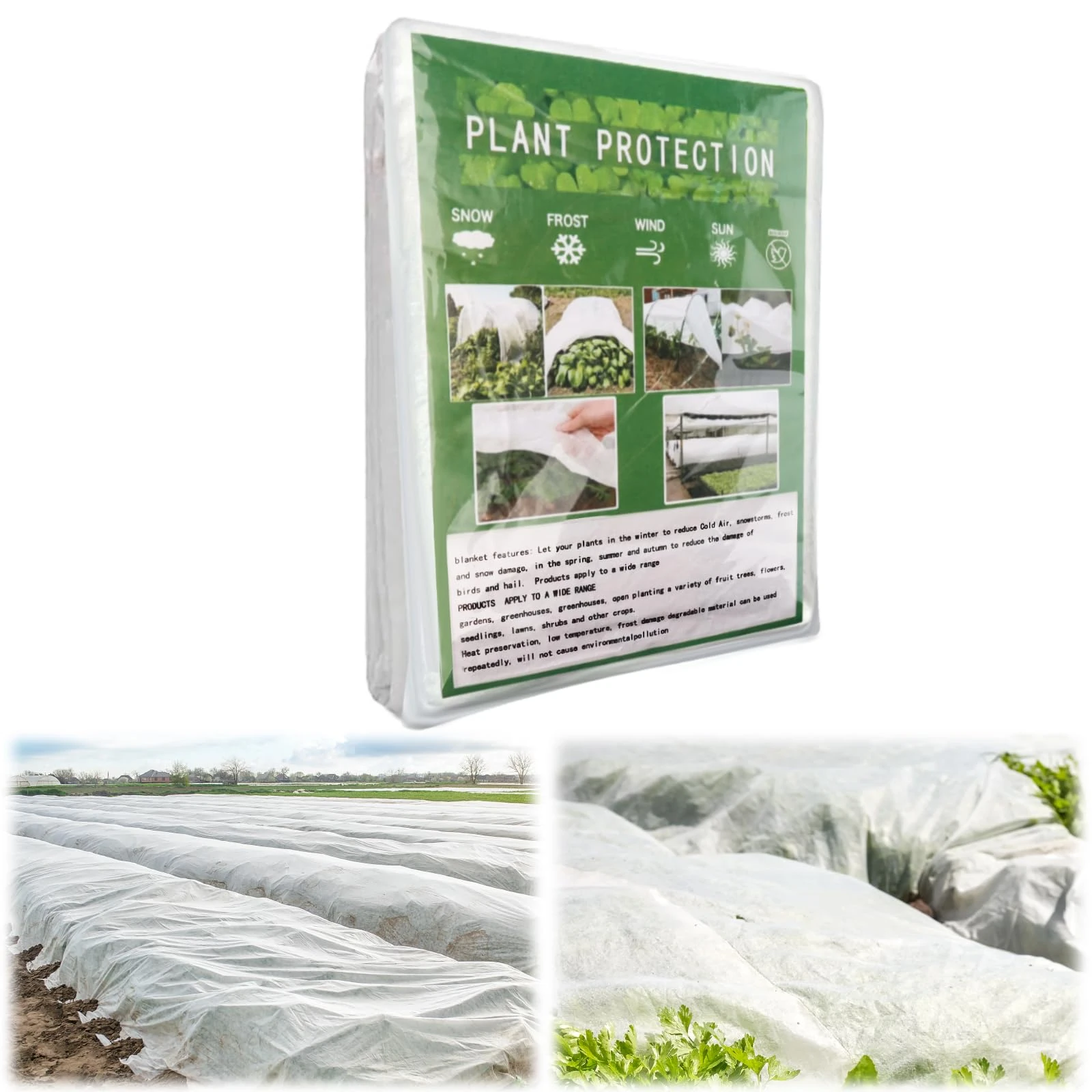 HJJMN 2x5m Heavyweight Garden Fleece, 35gsm Horticultural Frost Protection Cover, Non-Woven Fabric Plant Blanket, Vegetable Winter Antifreeze Cloth, Reusable Floating Row Cover for Birds Insects