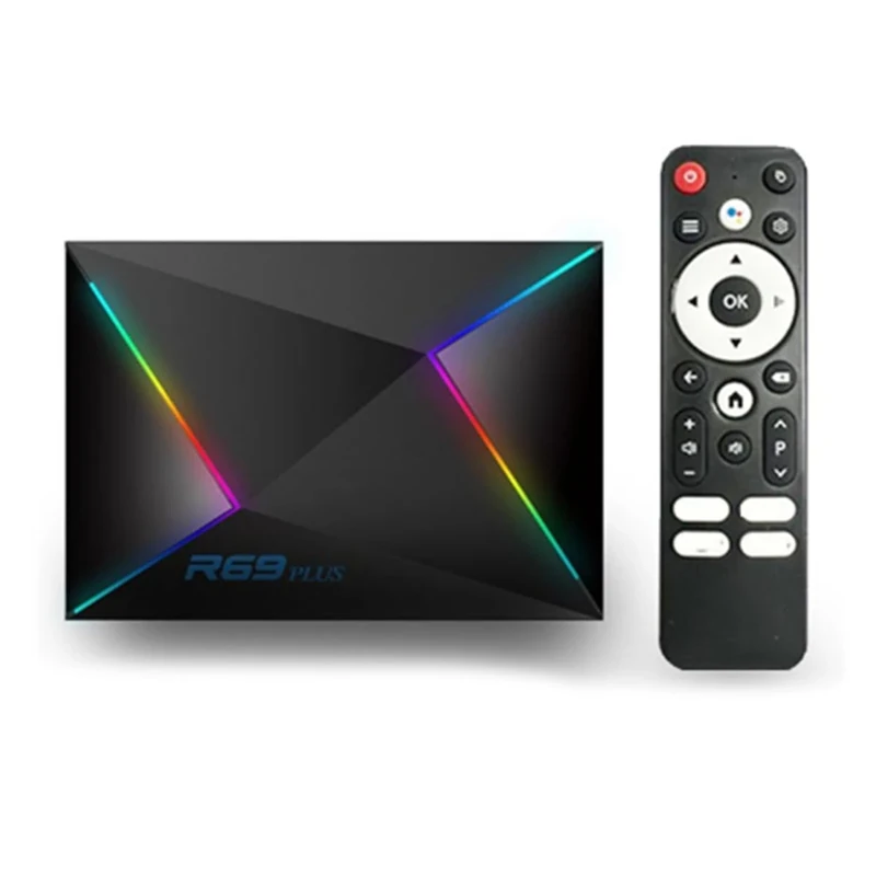 CHROX Android TV Box 14.0, R69 PLUS 4GB RAM 32GB ROM H728 CPU Quad-Core 64Bit Cortex-A53, 8K Smart TV Box Supports 2.4G/5G Dual-Band Wifi Bluetooth 5.0 USB 3.0 LAN Smart Tv Box,2GB+16GB
