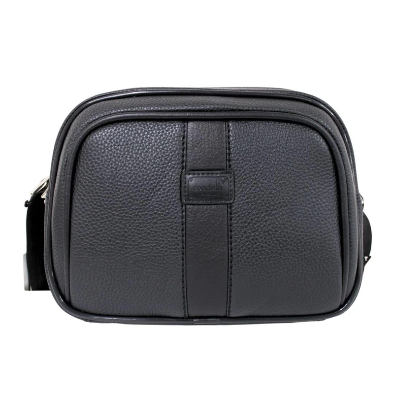 Condotti Leather Beauty Case – Elegant 11x8x5 inch Makeup Organiser with Adjustable Shoulder Strap, Premium Leather Construction, and Secure Zip Entry for Travel and Daily Use - Black