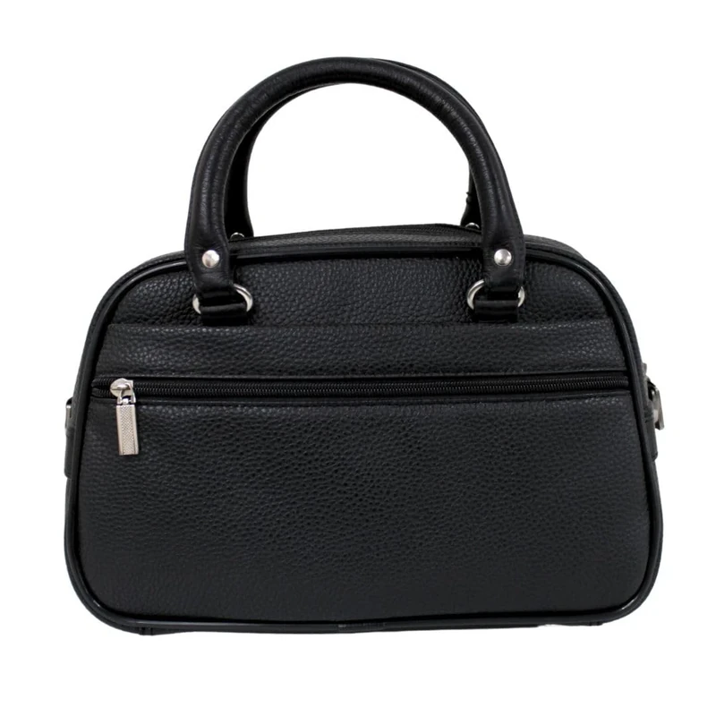 Condotti Leather Beauty Case – Luxurious 12x8x5 Inch Makeup Organizer with Secure Zip Closure, Two Carry Handles, and Adjustable Shoulder Strap for Travel and Daily Use - Black