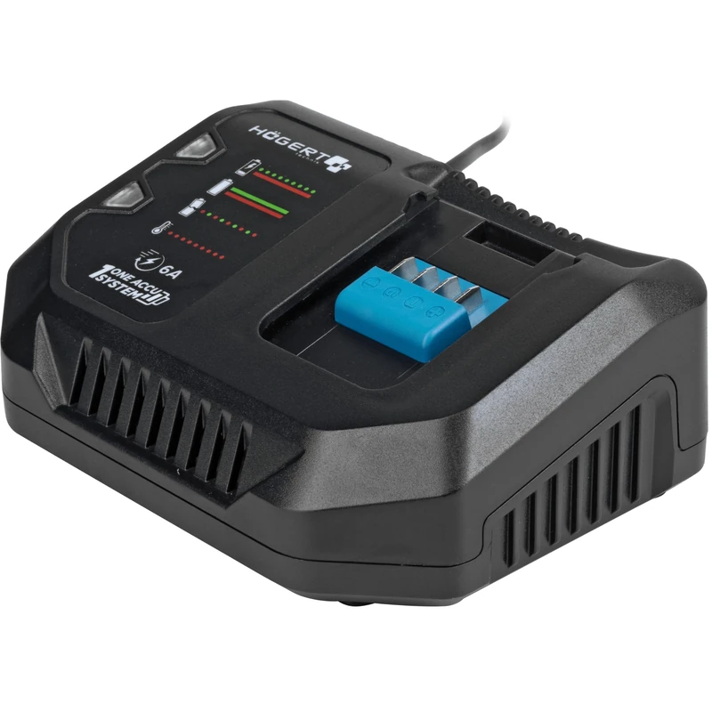 HÖGERT TECHNIK Fast Charger 6A 18V, Fast Charging Time, Overheating and Short Circuit Protection, Charging Indicator, Cools the Battery, Ideal for 2A, 4A, 6A Batteries