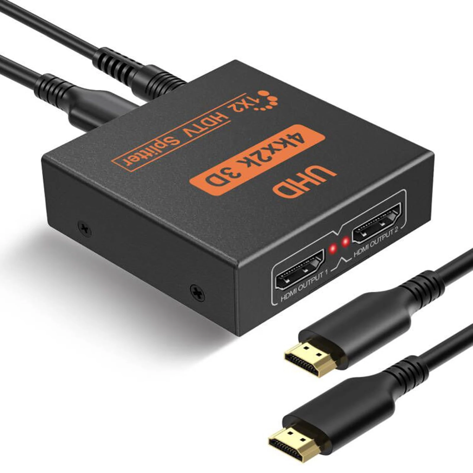L'Puluva HDMI Splitter 1 in 2 out, 4K Splitter for 2 Monitors, 2 Way Distribution, Multi HDMI Adapter for PC, Laptop, HDTV, Projector, Xbox, PS3/PS4/PS5,1 input 2 Outputs, Mirror Only, Not Extend