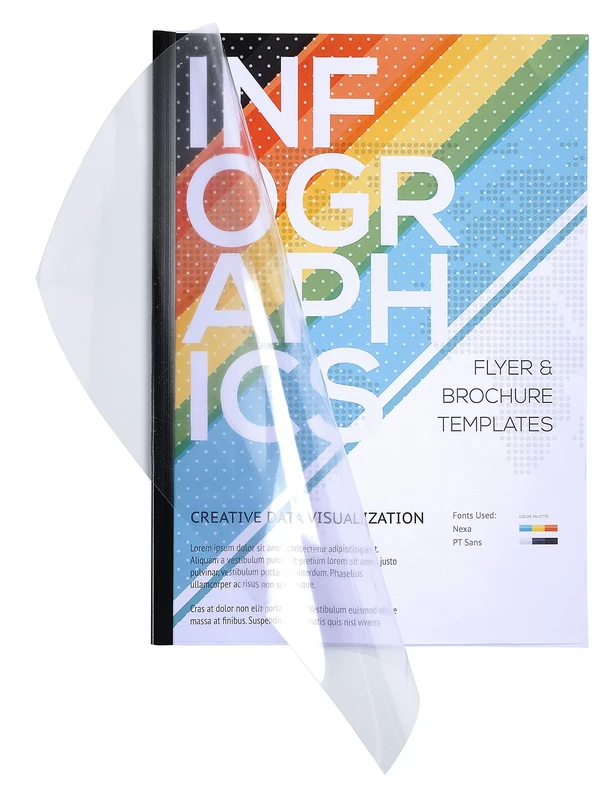 Exacompta - Ref 42843E - Box of 5 Serodo Presentation Kits - binds up to 60 Sheets 80 g/m2-25 Black Sticks - 25 Flat Blue A4-25 Flat A4 Crystal PVC