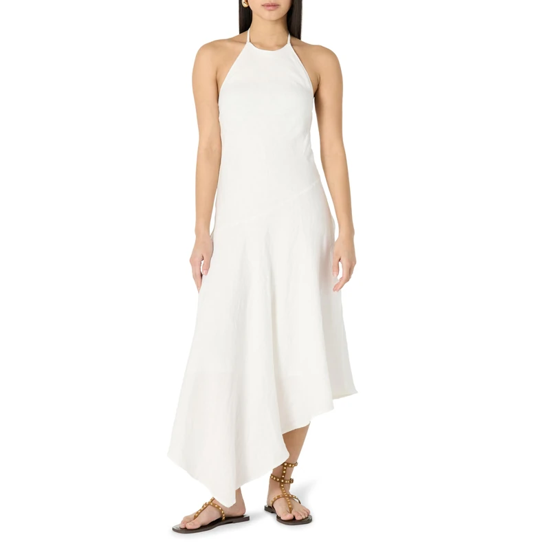 The Drop Women’s Ciga Halter Linen Maxi Dress, White, M - Image 1