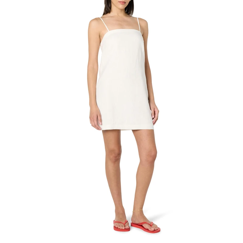 The Drop Women’s Seville Linen Mini Shift Dress, White, L